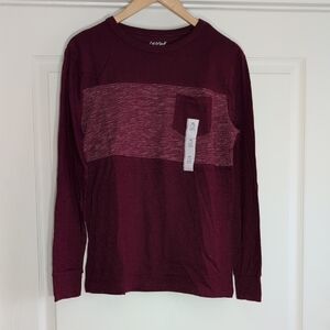 Cat & Jack Maroon Crew Neck Long Sleeve Pocket Tee